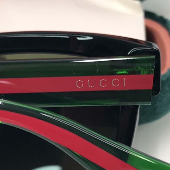 New Authentic GUCCI GG0001SN 002 Black/Green 52-21-145 Sunglasses - Picture 13 of 16